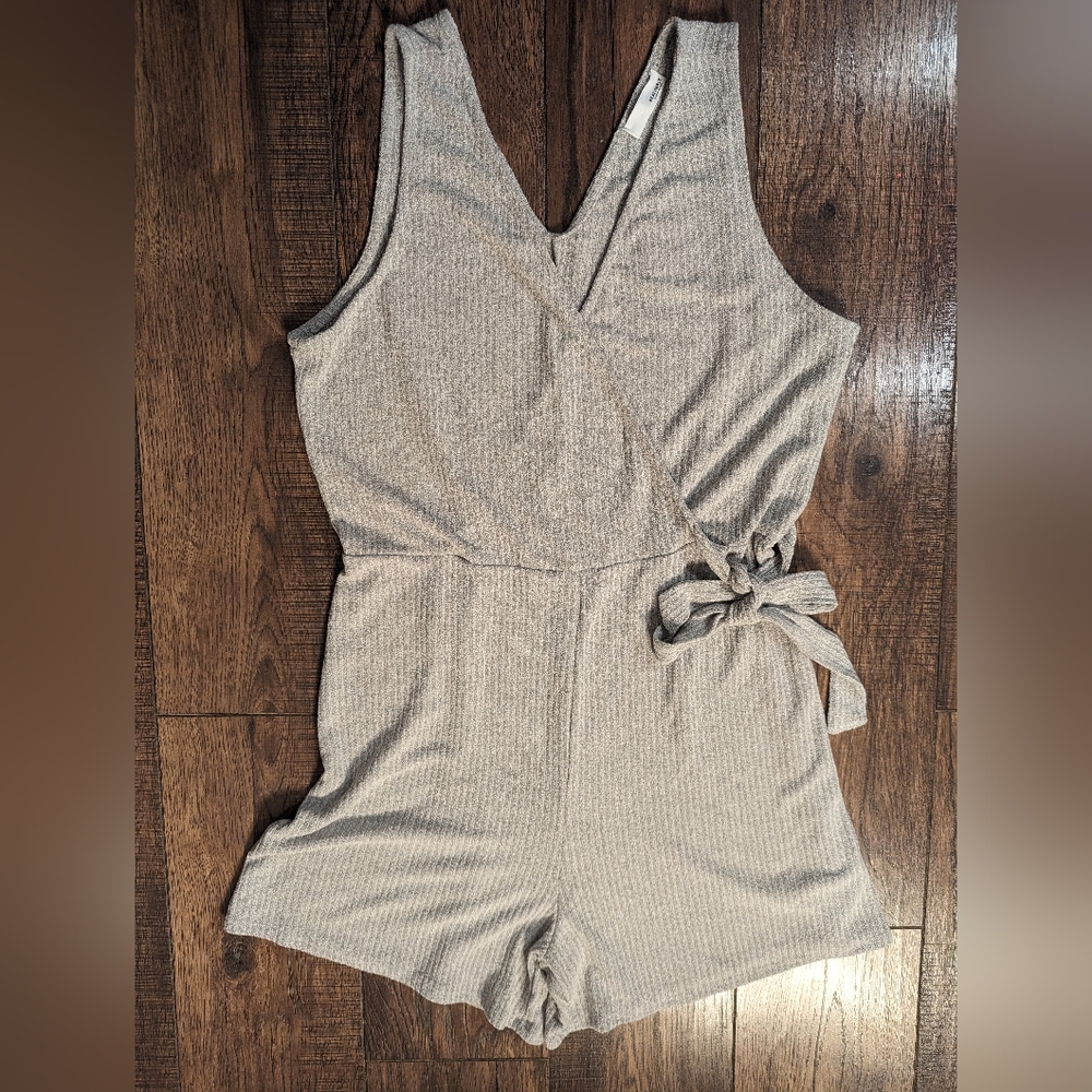 HEATHERLY Delia Side Tie Knit Romper Light Gray Size 2X Stretchy Soft Comfy NWT!